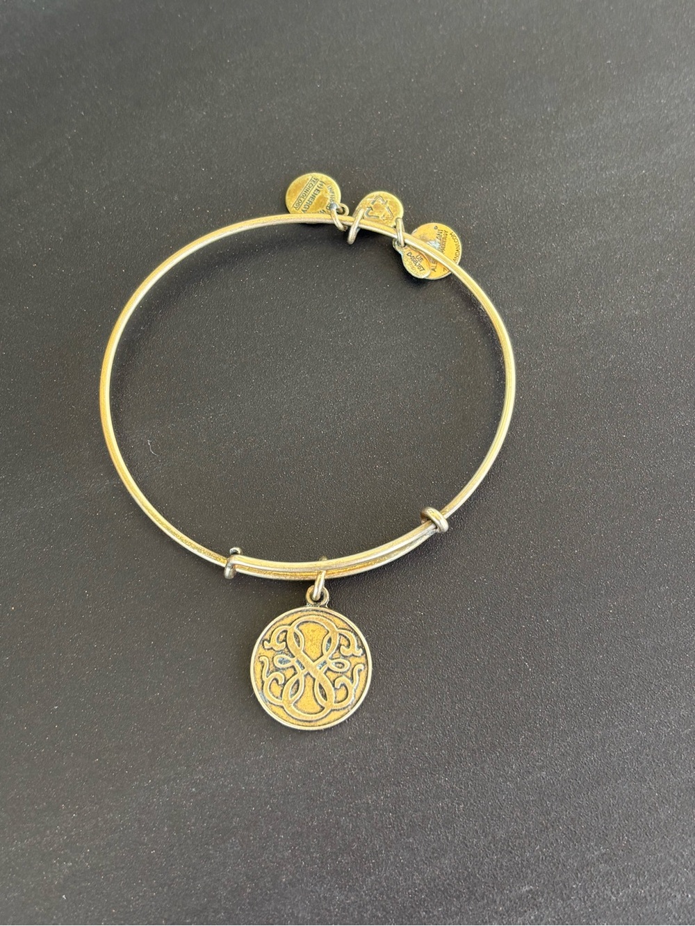 Brass-Tone Path of Life Medallion Adjustable Bangle Bracelet